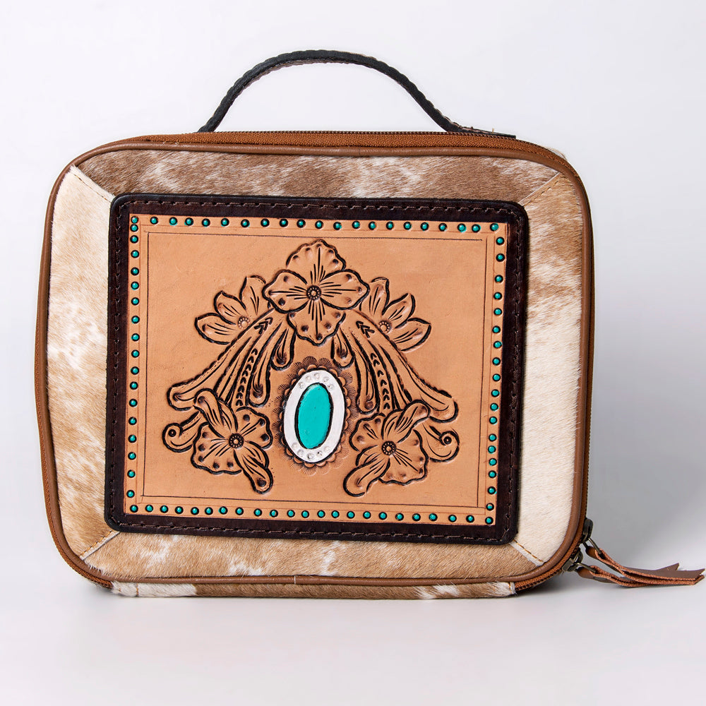 American Darling Jewelry Case Hand Tooled Hair-On Genuine Leather