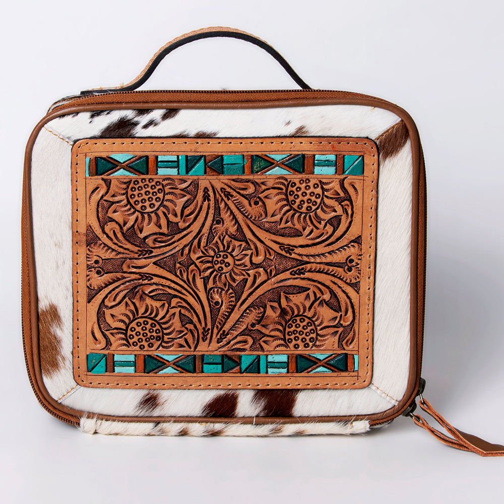 American Darling Jewelry Case Hand Tooled Hair-On Genuine Leather