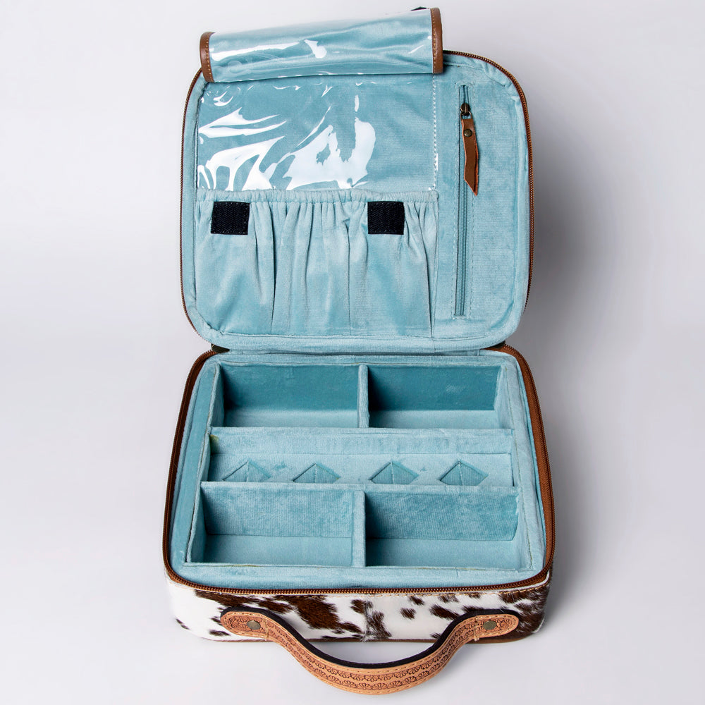 American Darling Jewelry Case Hand Tooled Hair-On Genuine Leather