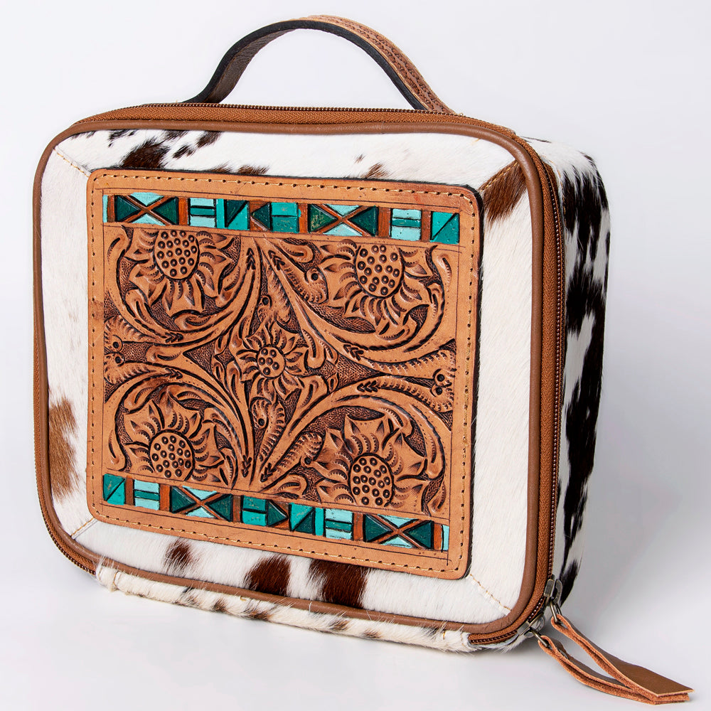 American Darling Jewelry Case Hand Tooled Hair-On Genuine Leather
