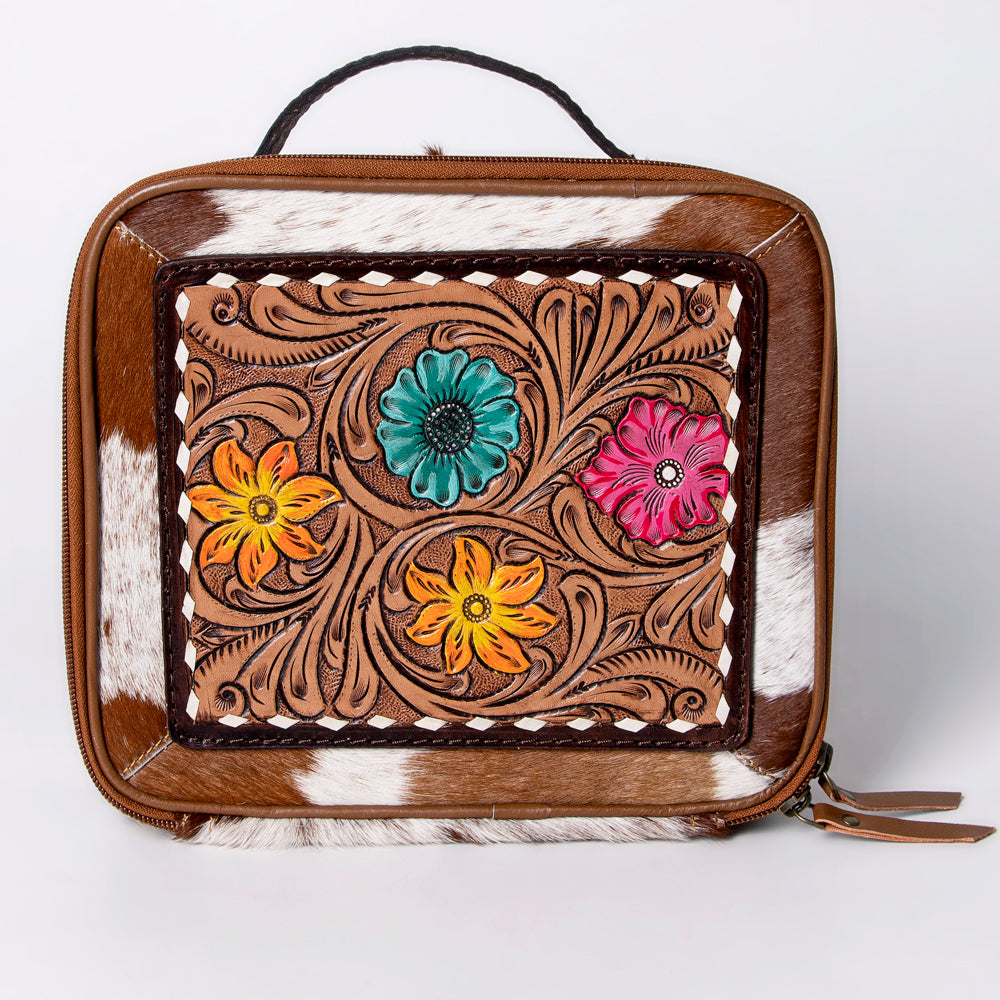 American Darling Jewelry Case Hand Tooled Hair-On Genuine Leather