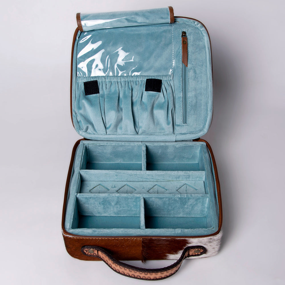 American Darling Jewelry Case Hand Tooled Hair-On Genuine Leather