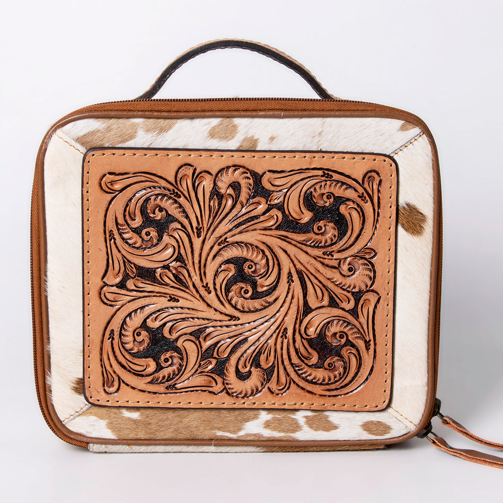 American Darling Jewelry Case Hand Tooled Hair-On Genuine Leather
