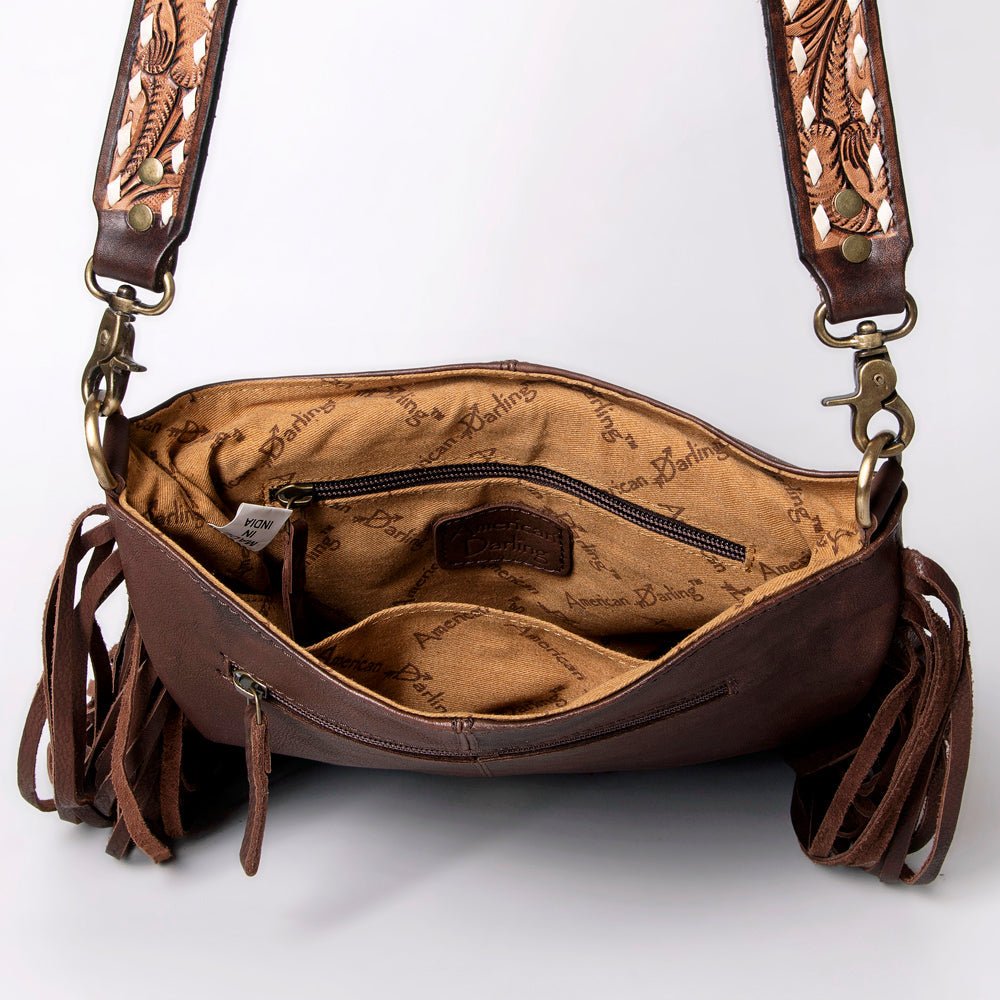 American Darling Large Crossbody Hand Tooled Genuine Leather