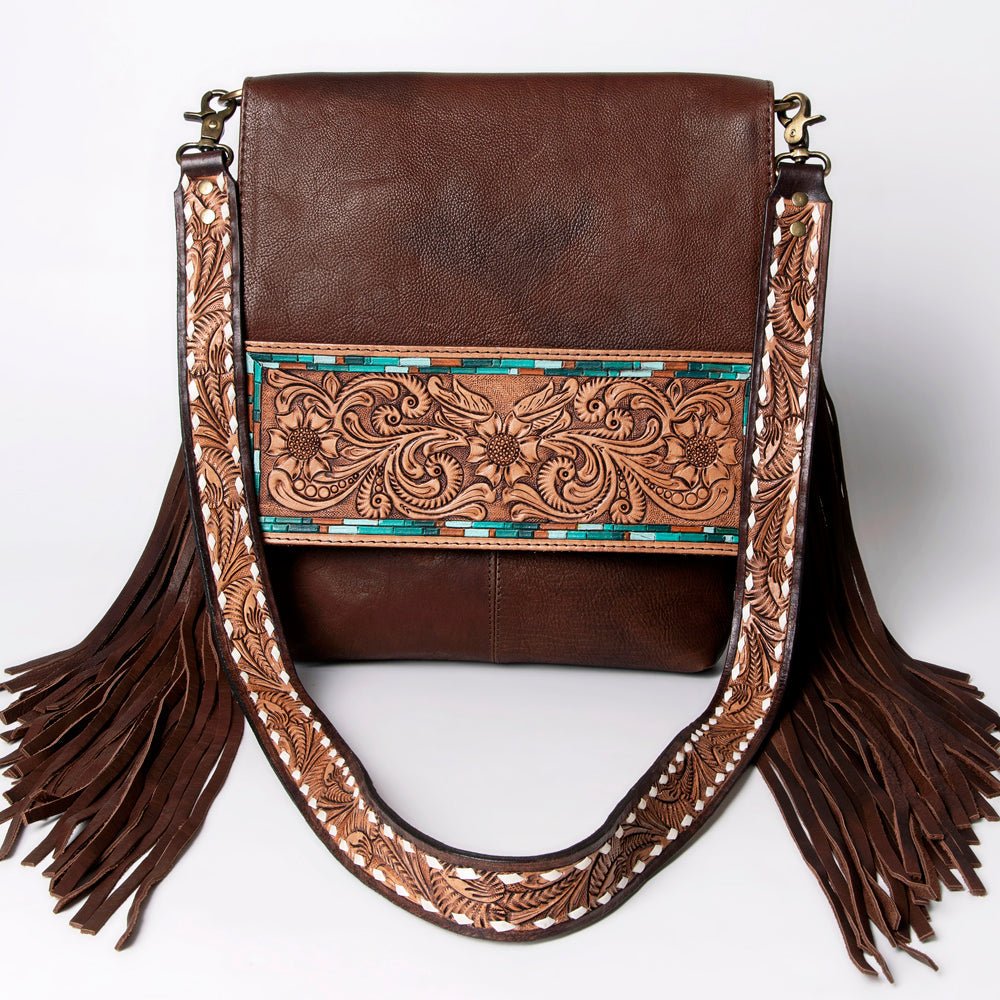 American Darling Large Crossbody Hand Tooled Genuine Leather