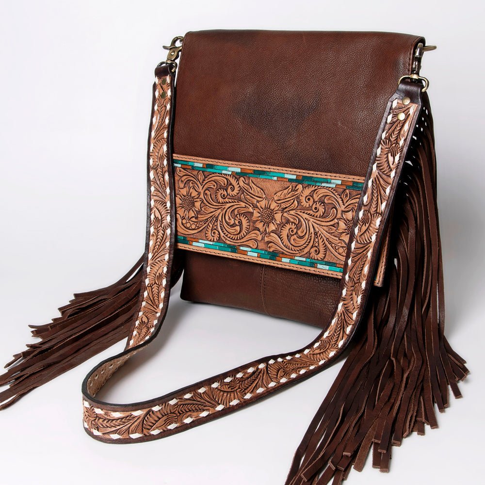 American Darling Large Crossbody Hand Tooled Genuine Leather