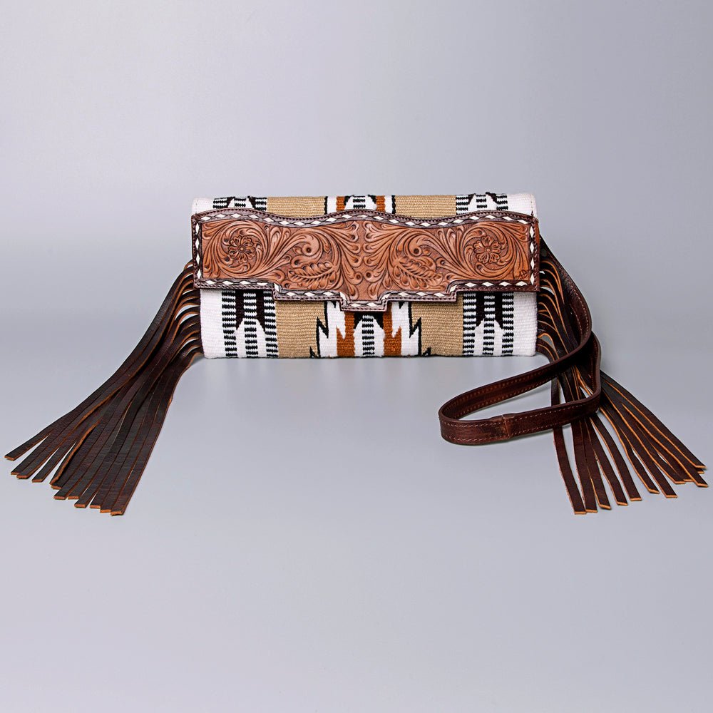 American Darling Small Crossbody Hand Tooled Saddle Blanket Genuine Leather