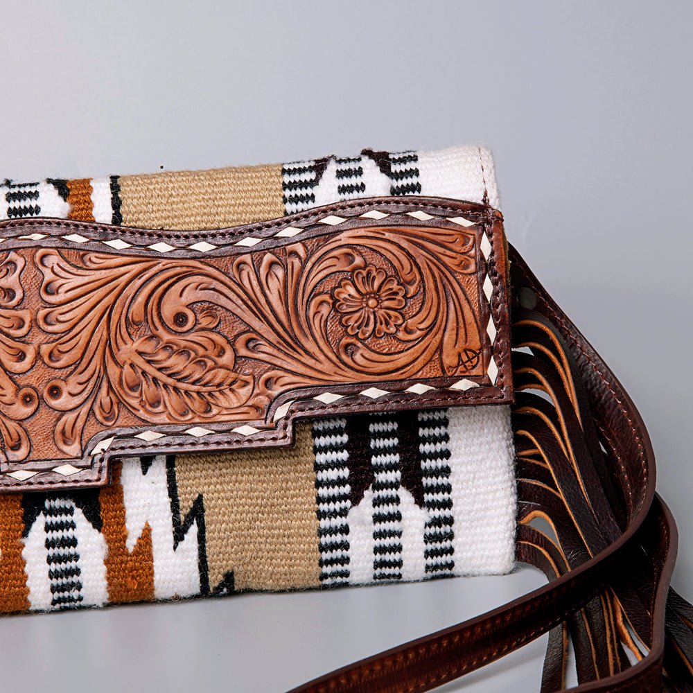 American Darling Small Crossbody Hand Tooled Saddle Blanket Genuine Leather