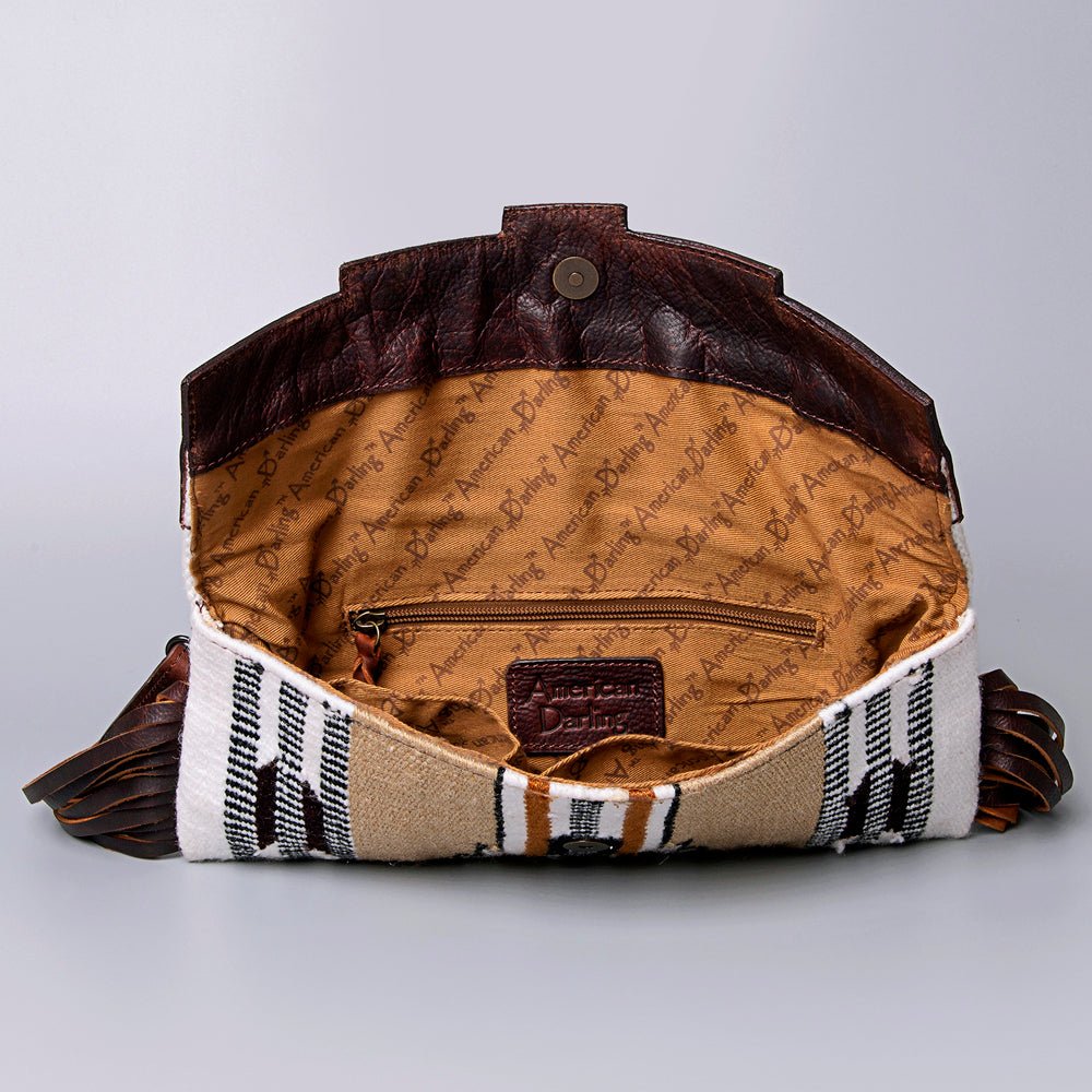 American Darling Small Crossbody Hand Tooled Saddle Blanket Genuine Leather
