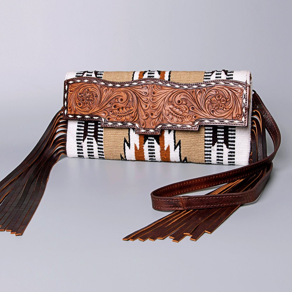 American Darling Small Crossbody Hand Tooled Saddle Blanket Genuine Leather