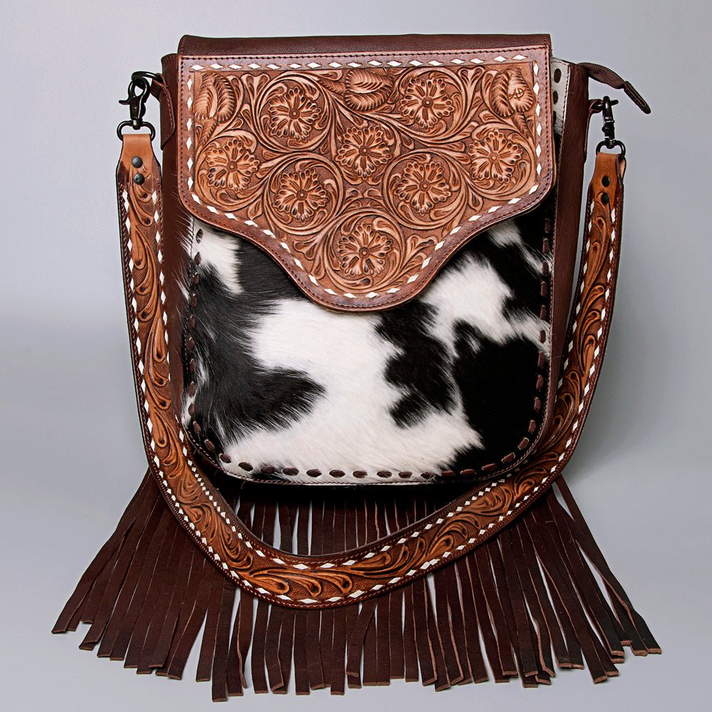 American Darling Crossbody Hand Tooled Hair-On Genuine Leather