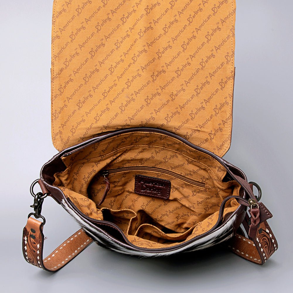 American Darling Crossbody Hand Tooled Hair-On Genuine Leather