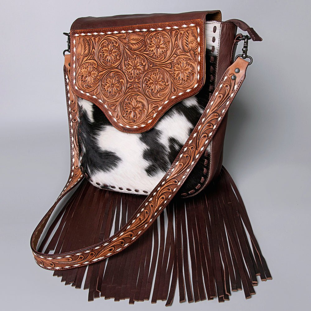 American Darling Crossbody Hand Tooled Hair-On Genuine Leather