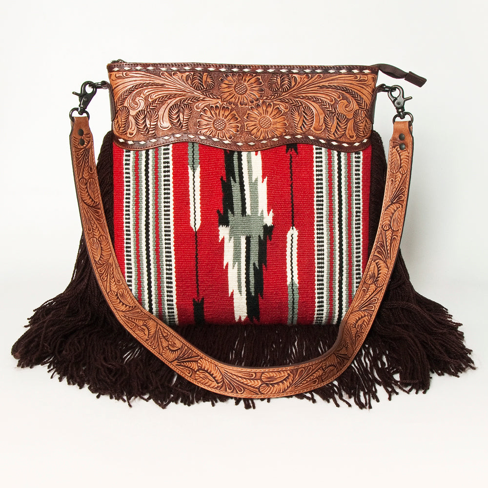 American Darling Hand-Tooled Saddle Blanket Leather Crossbody Bag