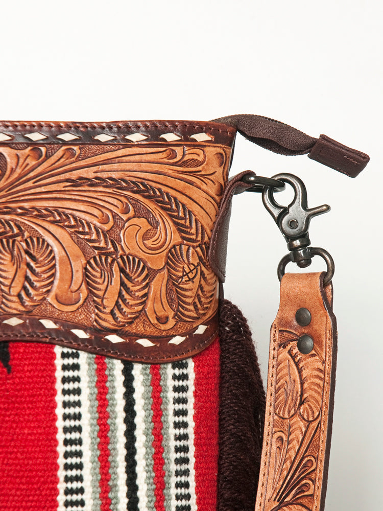 American Darling Hand-Tooled Saddle Blanket Leather Crossbody Bag
