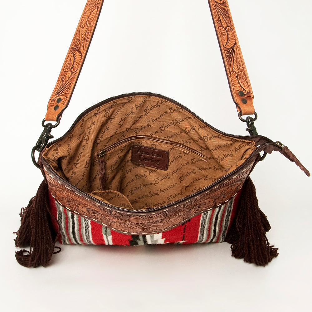 American Darling Hand-Tooled Saddle Blanket Leather Crossbody Bag