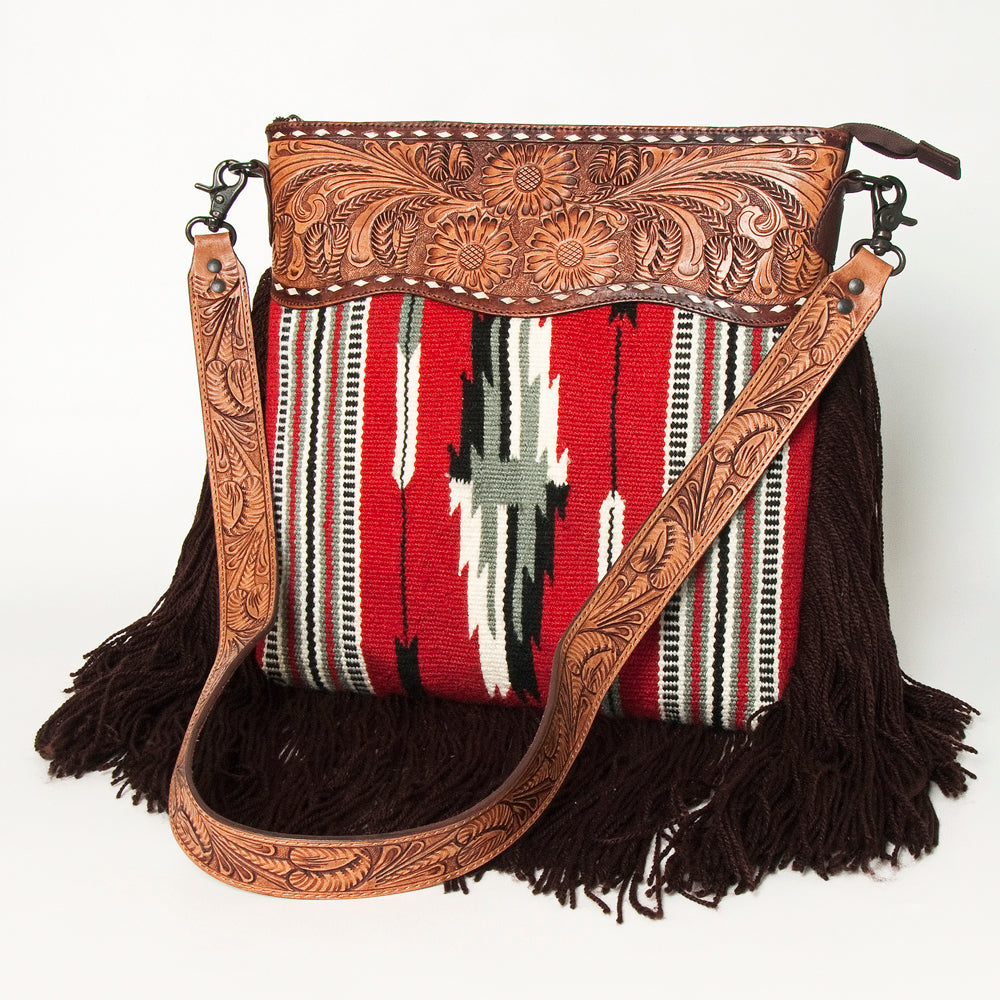 American Darling Hand-Tooled Saddle Blanket Leather Crossbody Bag