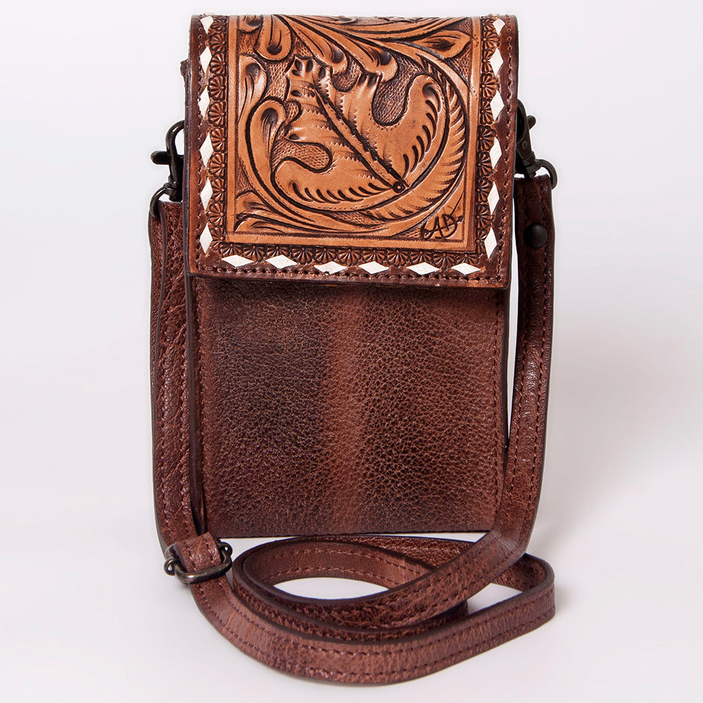 American Darling Cell Phone Holder Hand Tooled Hair-on Genuine Leather