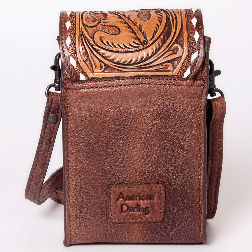 American Darling Cell Phone Holder Hand Tooled Hair-on Genuine Leather