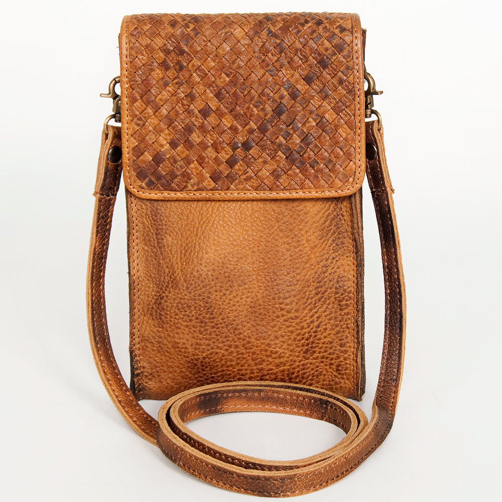 Never Mind Cell Phone Holder Vintage Handmade Genuine Cowhide Leather