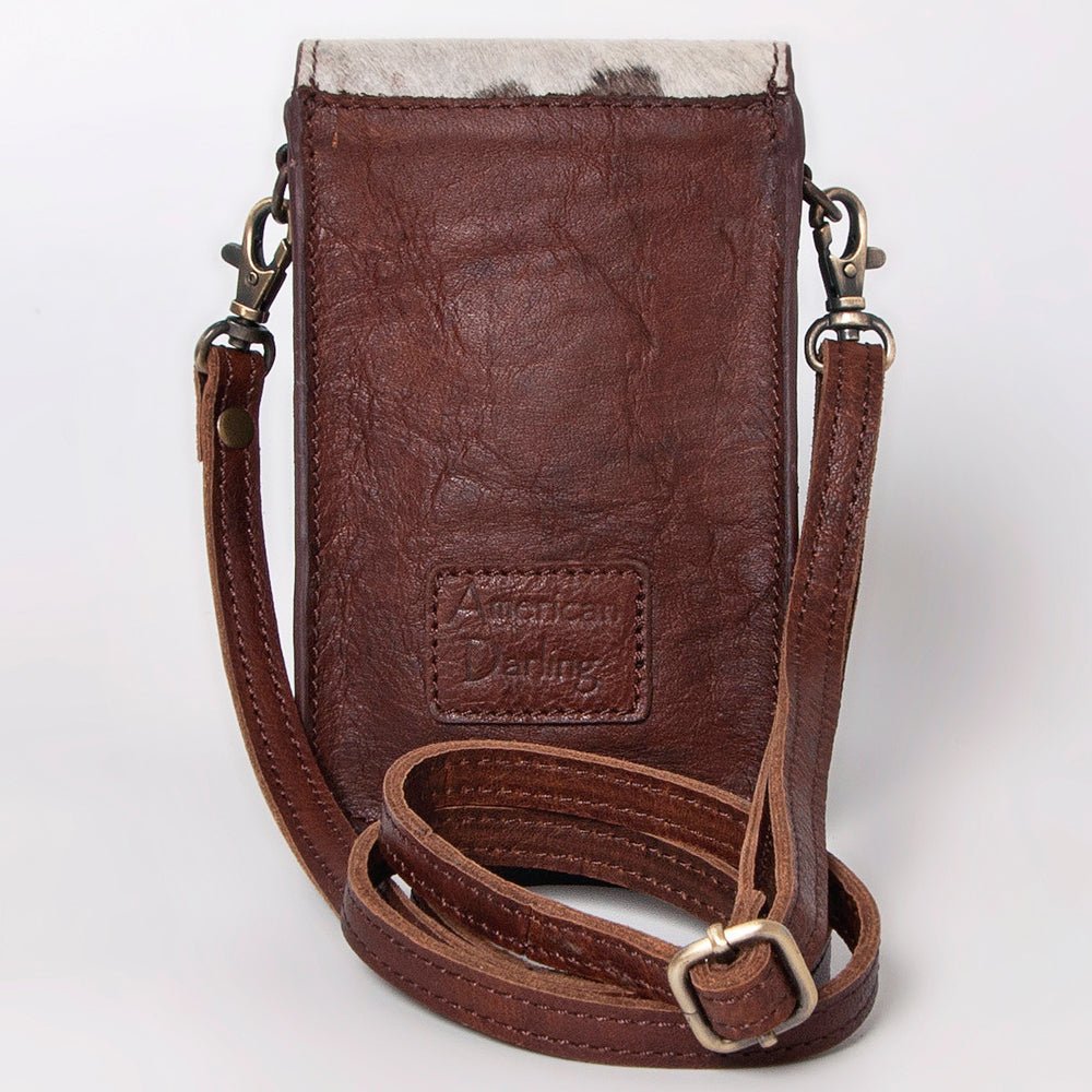American Darling Cell Phone Holder Hand Tooled Hair-On Genuine Leather