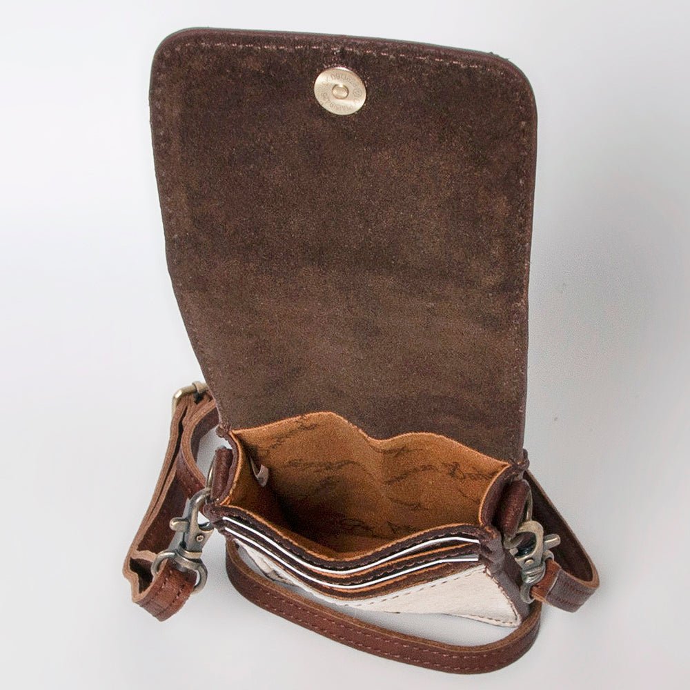 American Darling Cell Phone Holder Hand Tooled Hair-On Genuine Leather