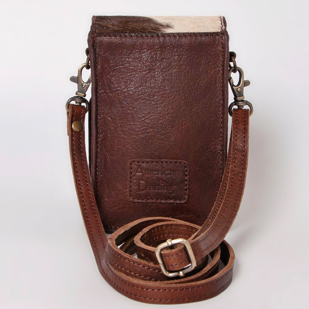 American Darling Cell Phone Holder Hand Tooled Hair-On Genuine Leather