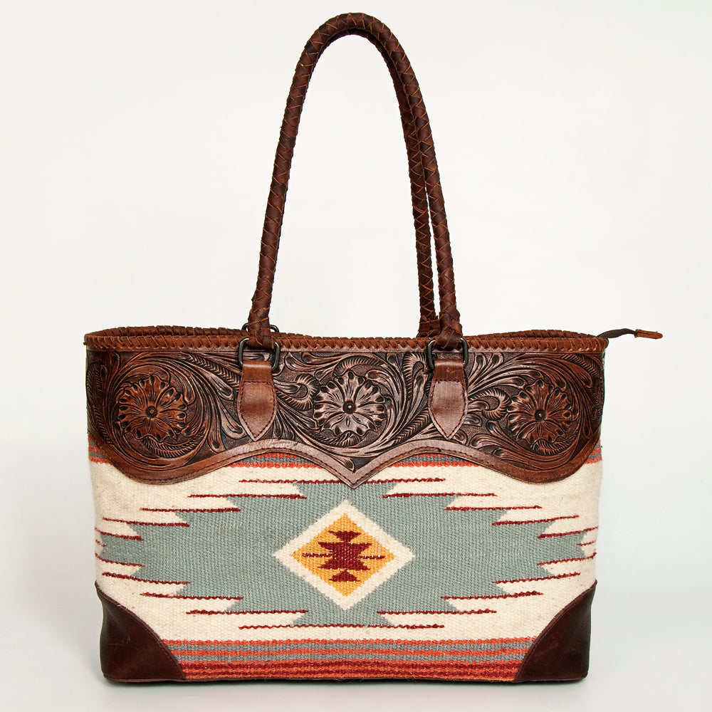 American Darling Hand-Tooled Saddle Blanket Leather Tote