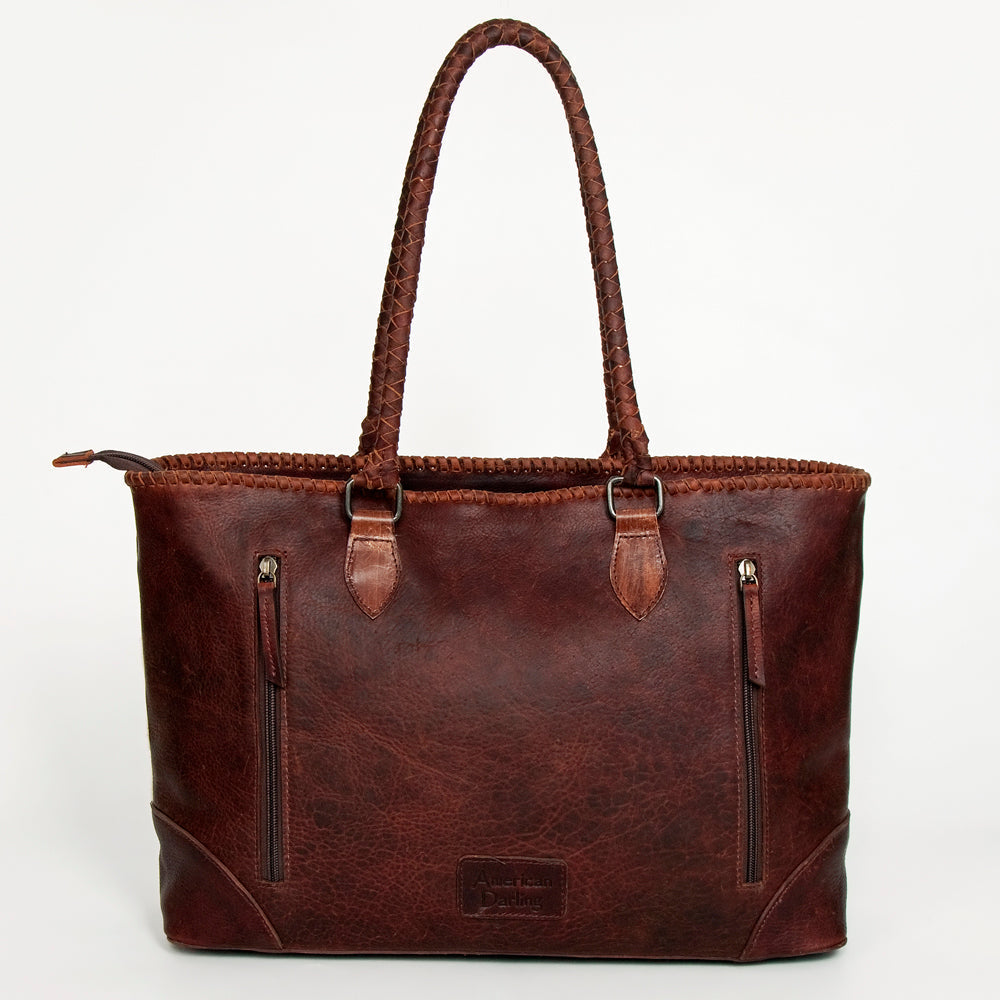 American Darling Hand-Tooled Saddle Blanket Leather Tote