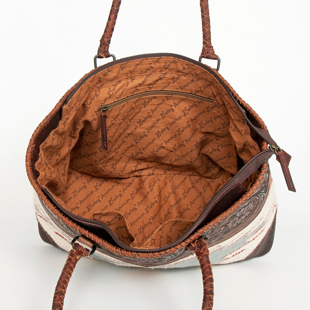 American Darling Hand-Tooled Saddle Blanket Leather Tote