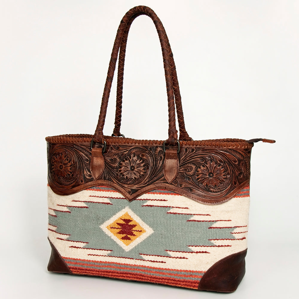 American Darling Hand-Tooled Saddle Blanket Leather Tote