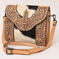 American Darling Hand-Tooled Hair-On Genuine Leather Crossbody Bag