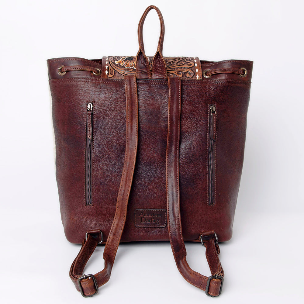 American Darling Backpack Hair-On Hand Tooled Genuine Leather