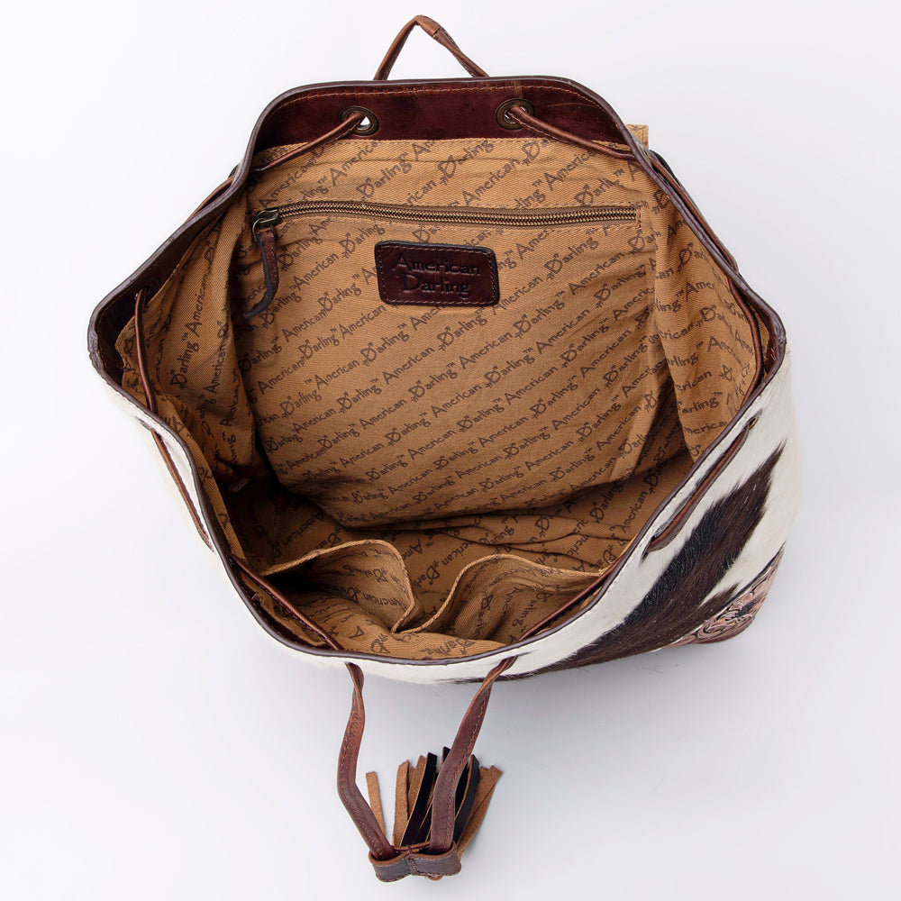 American Darling Backpack Hair-On Hand Tooled Genuine Leather