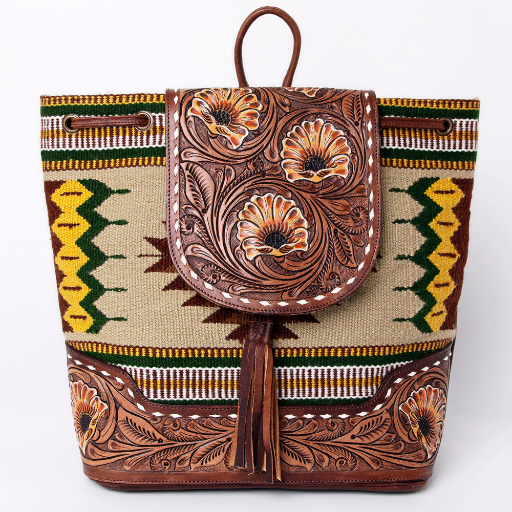 American Darling Hand-Tooled Saddle Blanket Genuine Leather Bag