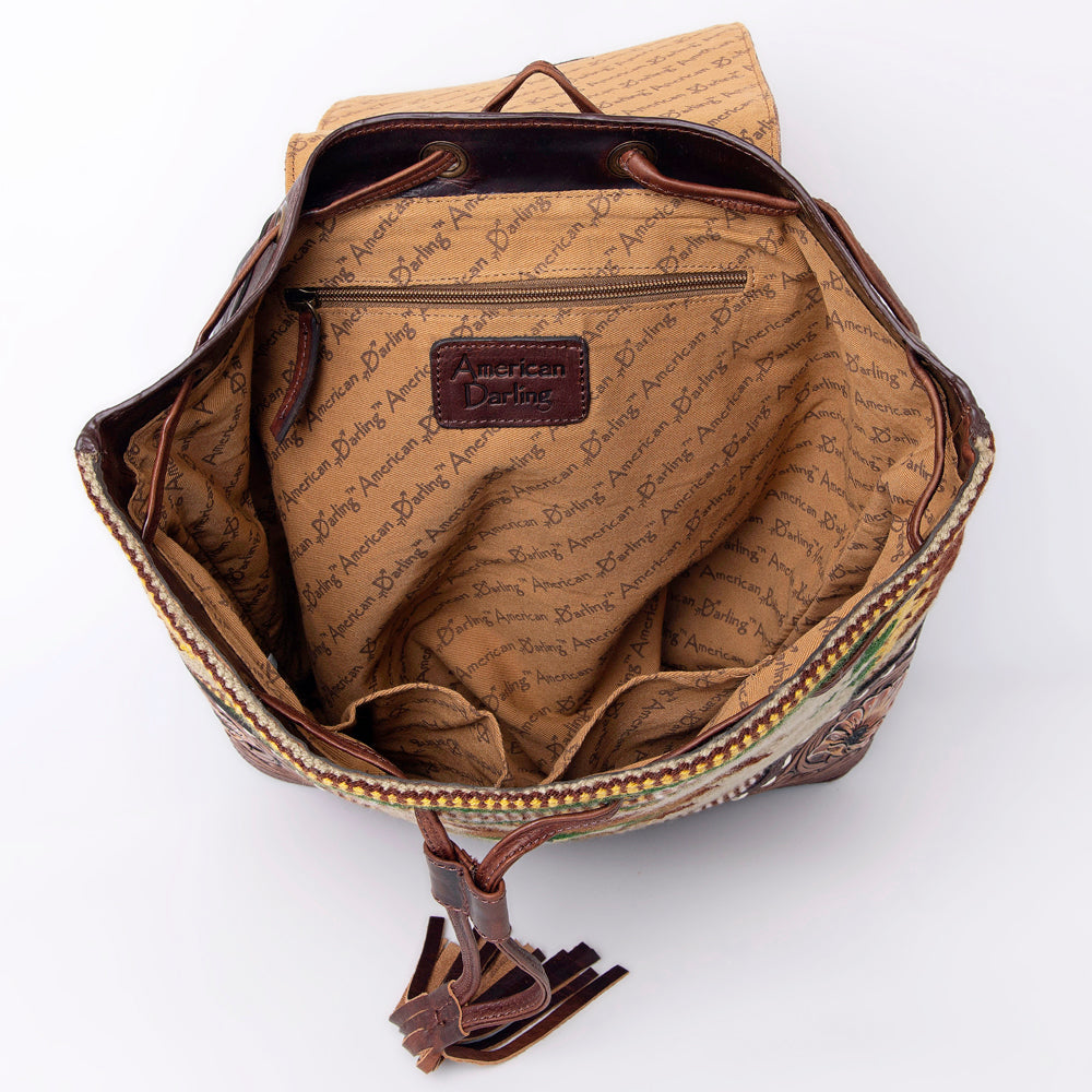 American Darling Hand-Tooled Saddle Blanket Genuine Leather Bag