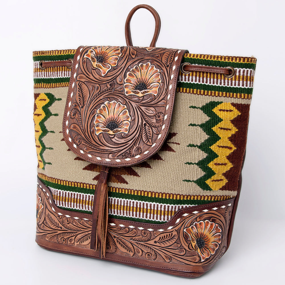 American Darling Hand-Tooled Saddle Blanket Genuine Leather Bag
