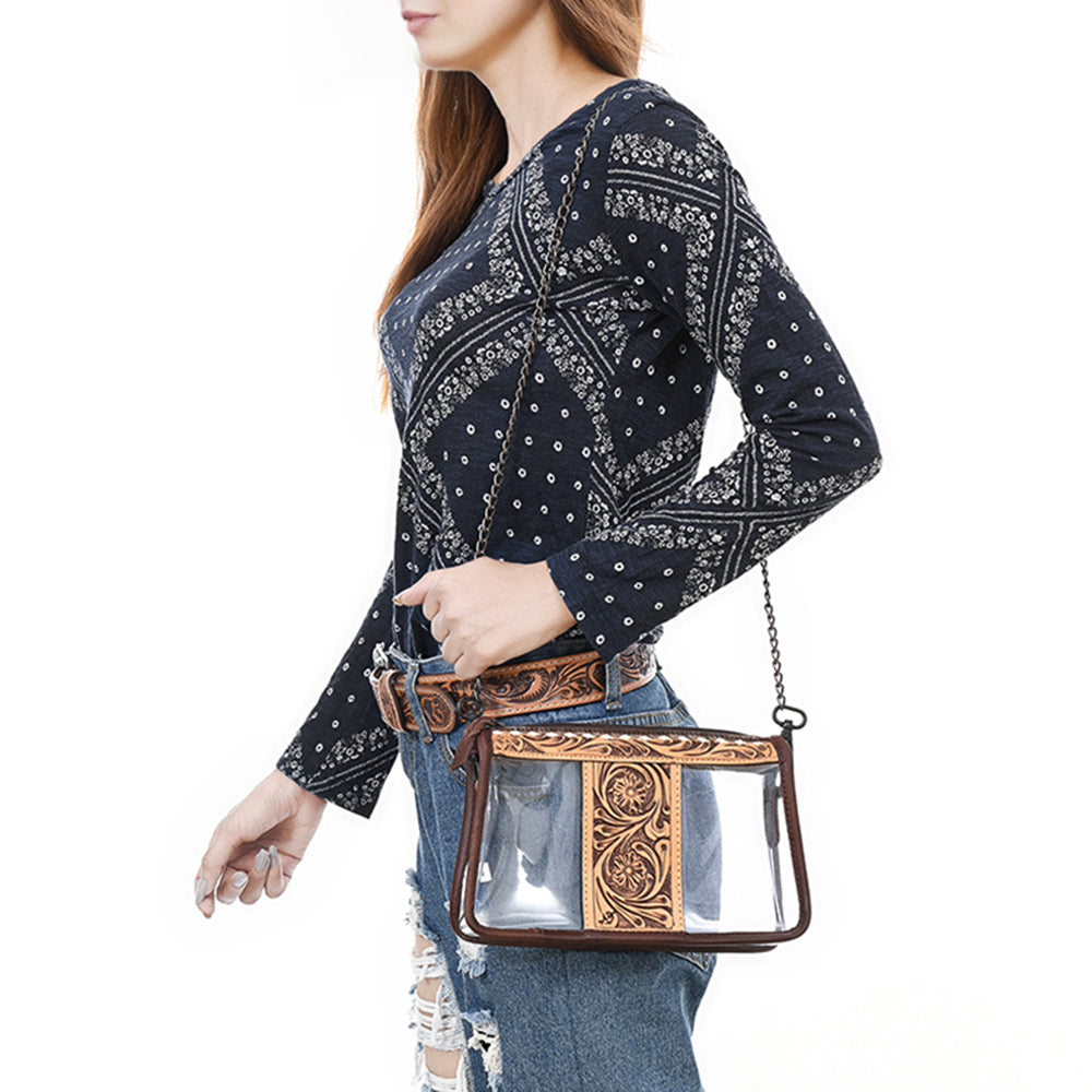 American Darling Clear bag Hand Tooled Genuine Leather Women Western Handbag Purse