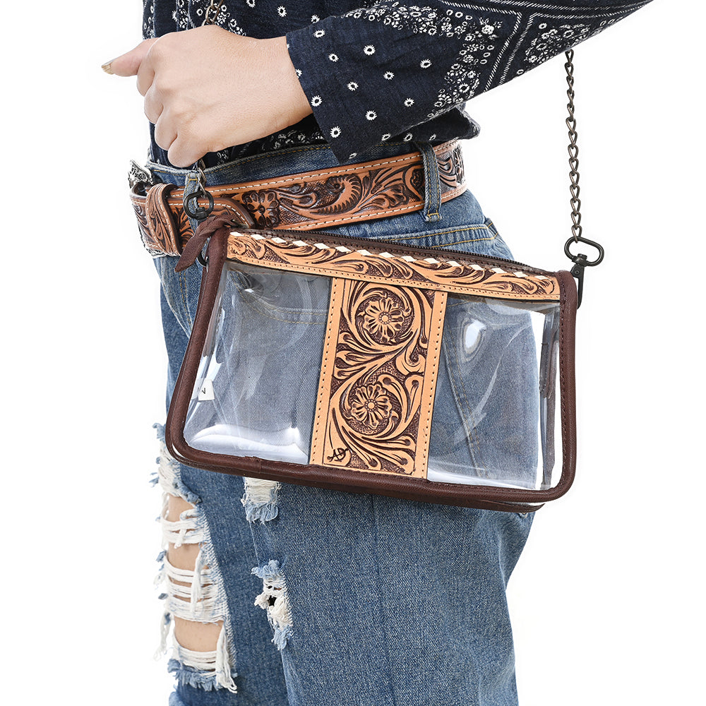 American Darling Clear bag Hand Tooled Genuine Leather Women Western Handbag Purse