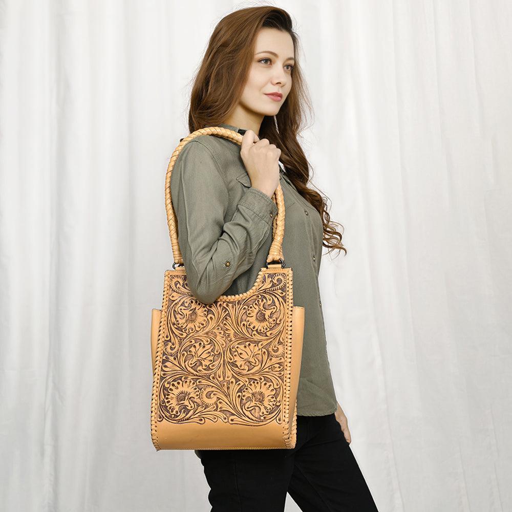American Darling Hand-Tooled Genuine Leather Tote