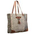 OHLAY Upcycled Wool Canvas Genuine Leather Tote