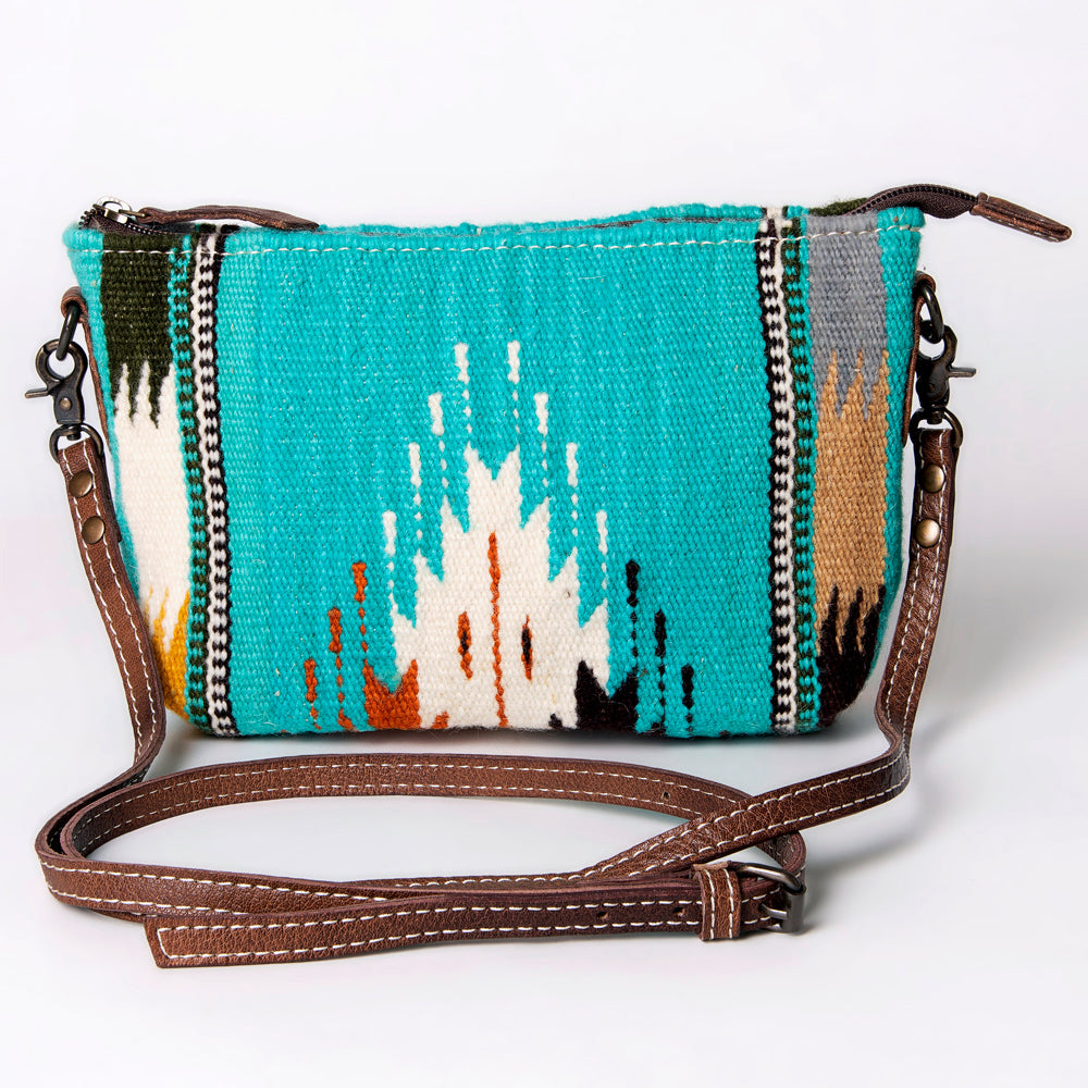 American Darling Handwoven Saddle Blanket Crossbody Bag – Genuine Leather Western Purse  Artisan Crafted Boho Cowgirl Shoulder Bag