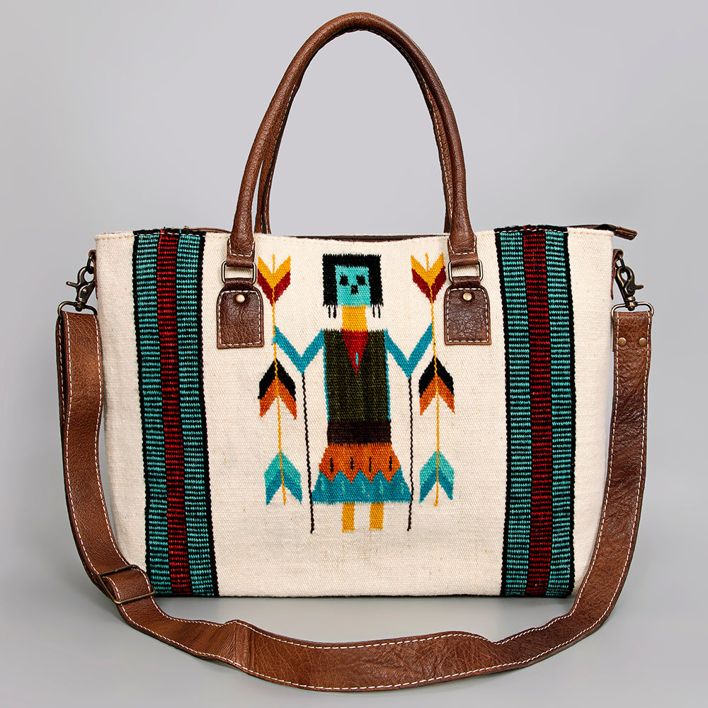 American Darling Handwoven Saddle Blanket Tote Bag – Western Tote with Genuine Leather Handles &  Artisan Crafted Large Bag