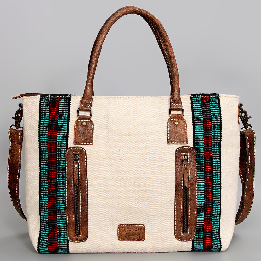 American Darling Handwoven Saddle Blanket Tote Bag – Western Tote with Genuine Leather Handles &  Artisan Crafted Large Bag