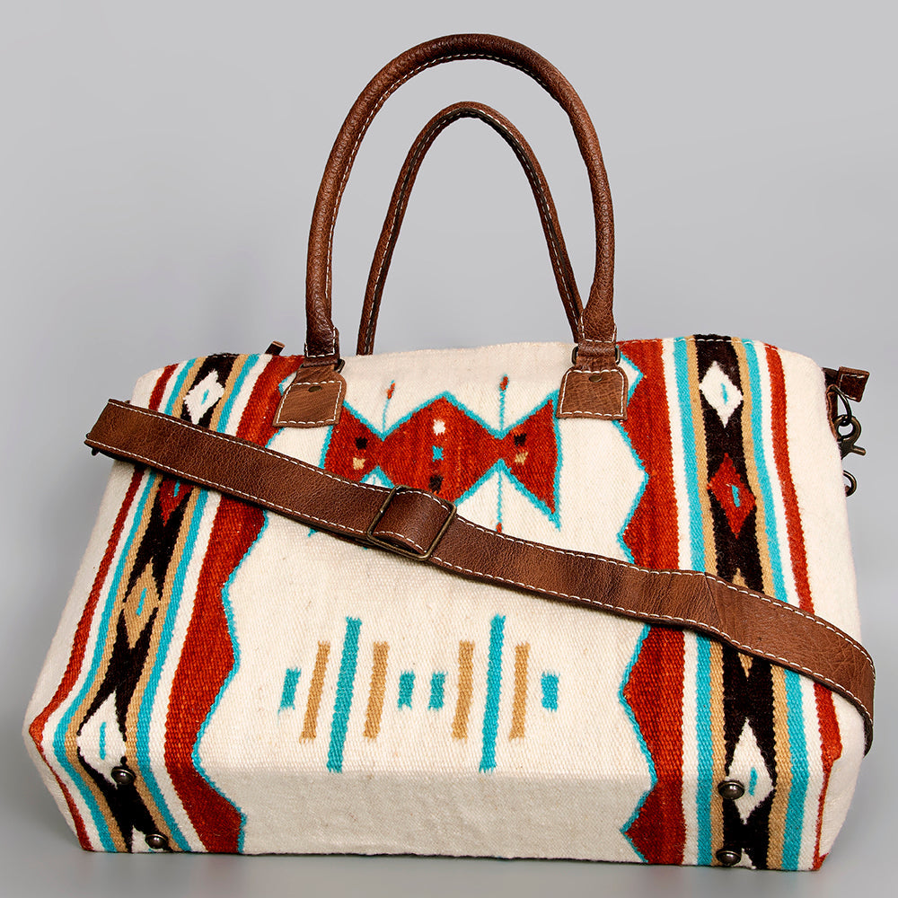 American Darling Handwoven Saddle Blanket Tote Bag – Western Tote with Genuine Leather Handles &  Artisan Crafted Large Bag