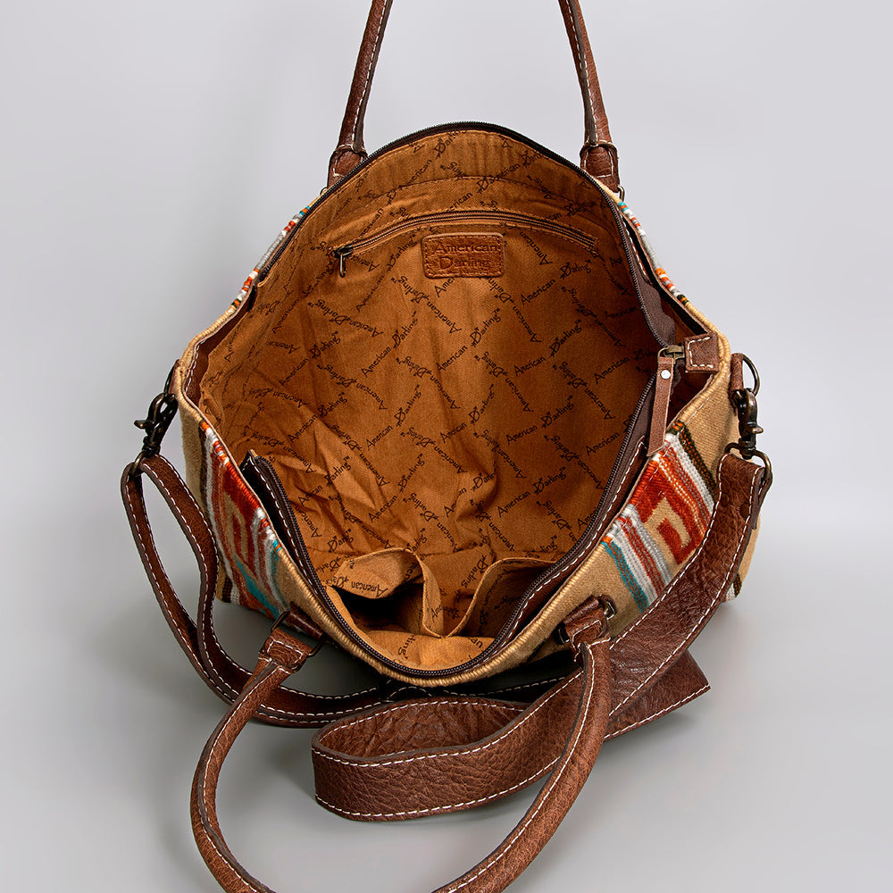 American Darling Handwoven Saddle Blanket Tote Bag – Western Tote with Genuine Leather Handles &  Artisan Crafted Large Bag