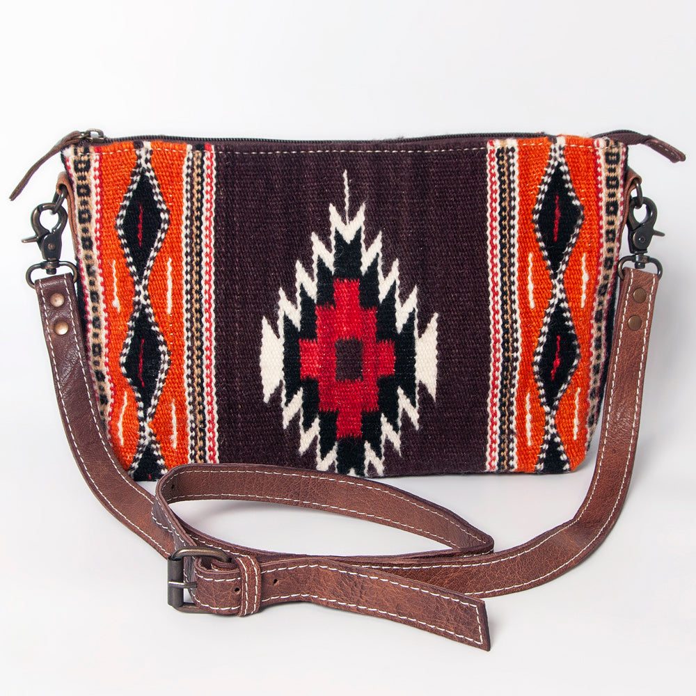 American Darling Western Crossbody Bag – Handwoven Saddle Blanket with Genuine Leather Trim, Compact Everyday Purse