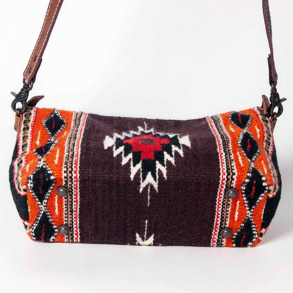 American Darling Western Crossbody Bag – Handwoven Saddle Blanket with Genuine Leather Trim, Compact Everyday Purse
