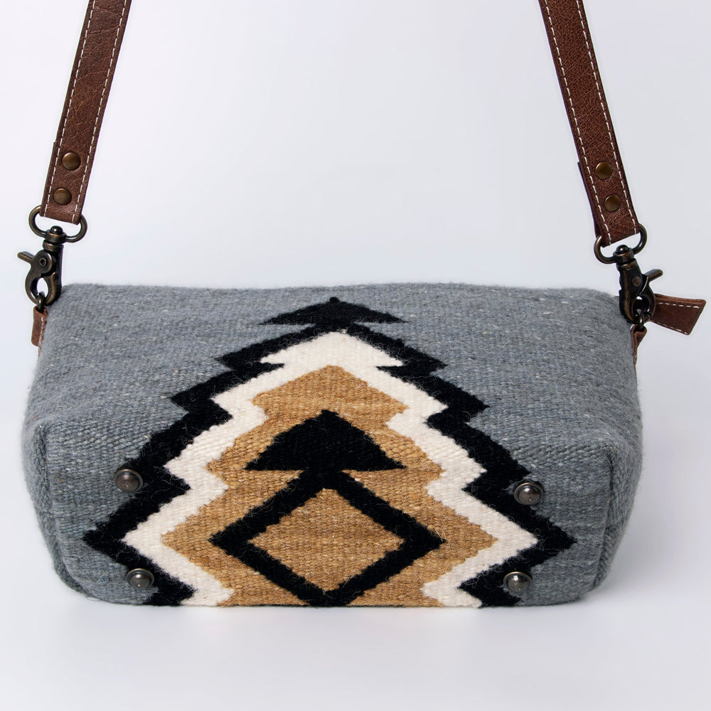 American Darling Western Crossbody Bag – Handwoven Saddle Blanket with Genuine Leather Trim, Compact Everyday Purse