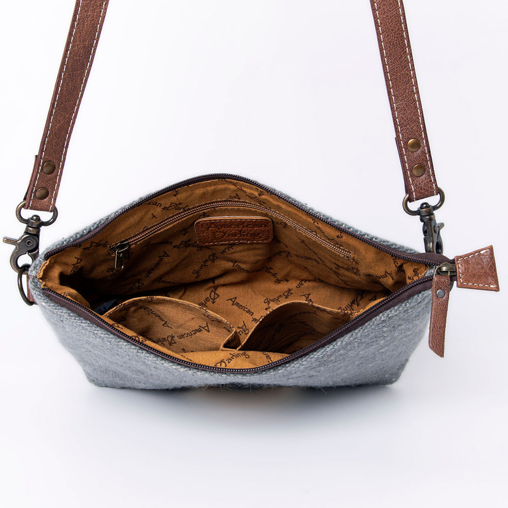 American Darling Western Crossbody Bag – Handwoven Saddle Blanket with Genuine Leather Trim, Compact Everyday Purse